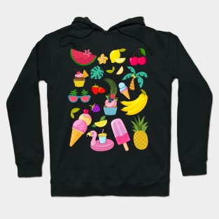 Summer Torpical Fruits Leaves Flamingo Ice Cream Lover Hoodie